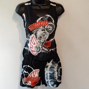 New Goa Los Angeles Tie Dye Embellished Set Top & Shorts
